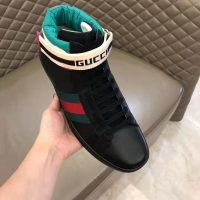 Gucci Unisex Ace Gucci Stripe High-Top Sneaker in 5.1 cm Height-Black (1)