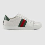 Sneaker unisex Gucci Ace in pelle bianca con dettagli in coccodrillo verde