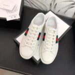 Gucci Unisex Ace Leather Sneaker White Leather with Green Crocodile Detail - immagine 5