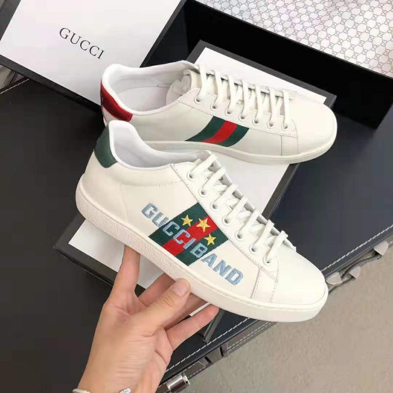 Gucci Unisex Ace Sneaker with Gucci Band-White - LULUX