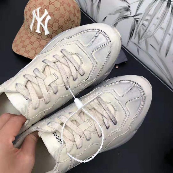Gucci Unisex Rhyton Leather Sneaker-Beige (4)