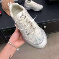 Gucci Unisex Rhyton Leather Sneaker-Beige (1)