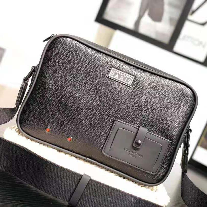 Louis Vuitton Alpha Messenger Black Dark grey Leather Cloth ref.890642 -  Joli Closet
