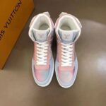 Louis Vuitton LV Unisex Rivoli Sneaker Boot Shoes Blue and Pink - Image 3
