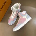 Louis Vuitton LV Unisex Rivoli Sneaker Boot Shoes Blue and Pink - Image 5