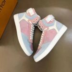 Louis Vuitton LV Unisex Rivoli Sneaker Boot Shoes Blue and Pink - Image 4