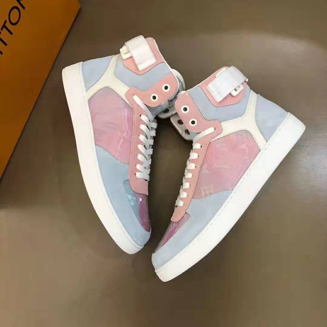 Louis Vuitton LV Unisex Rivoli Sneaker Boot Shoes Blue and Pink - LULUX