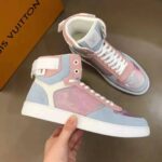 Louis Vuitton LV Unisex Rivoli Sneaker Boot Shoes Blue and Pink - Image 6