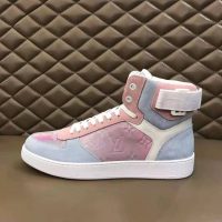 Louis Vuitton LV Unisex Rivoli Sneaker Boot Shoes Blue and Pink (1)