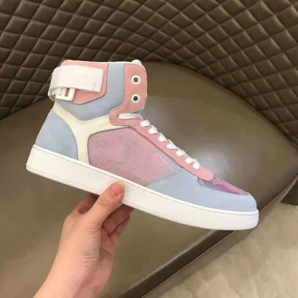 Louis Vuitton LV Unisex Rivoli Sneaker Boot Shoes Blue and Pink (7)