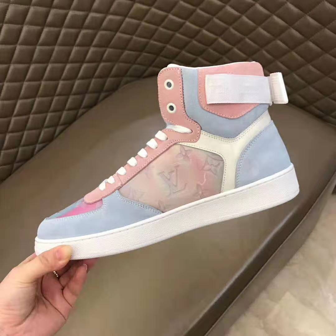 Louis Vuitton Men's Pink & Blue Iridescent Rivoli Sneaker Boot – Luxuria &  Co.