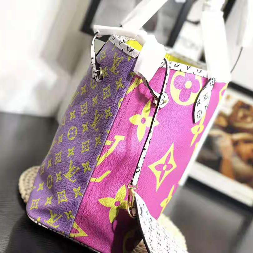 Louis Vuitton Purple & Green Giant Monogram Canvas Neverfull MM