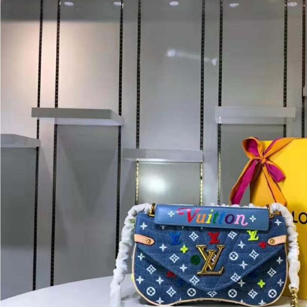 Louis Vuitton LV Women New Wave Chain Bag MM-Blue (2)