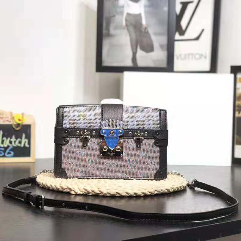 Louis Vuitton Trunk Clutch Damier Monogram LV Pop Blue in Calf