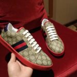 Gucci Men Ace GG Supreme Canvas Sneaker Shoes-Red - Image 7