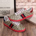 Gucci Men Ace GG Supreme Canvas Sneaker Shoes-Red - Image 2