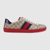 Gucci Men Ace GG Supreme Canvas Sneaker Shoes-Red