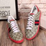 Gucci Men Ace GG Supreme Canvas Sneaker Shoes-Red - Image 4