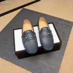 Gucci Men Leather Driver with Horsebit-Navy - Imagen 4
