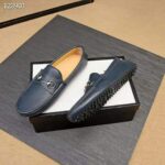 Gucci Men Leather Driver with Horsebit-Navy - Imagen 2