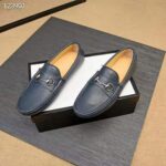 Gucci Men Leather Driver with Horsebit-Navy - Imagen 3