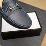 Gucci Men Leather Driver with Horsebit-Navy - Imagen 7