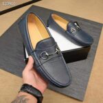 Gucci Men Leather Driver with Horsebit-Navy - Imagen 5