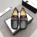 Gucci Men Leather Driver with Web-Black - immagine 3