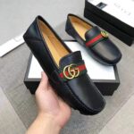 Gucci Men Leather Driver with Web-Black - immagine 9