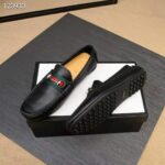 Gucci Men Leather Driver with Web-Black - immagine 6