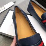 Gucci Men Leather Driver with Web-Navy - Bild 12