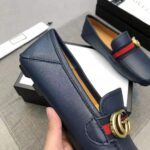 Gucci Men Leather Driver with Web-Navy - Bild 10