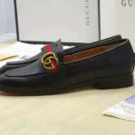 Gucci Men Leather Loafer with GG Web Shoes-Black - Imagen 7