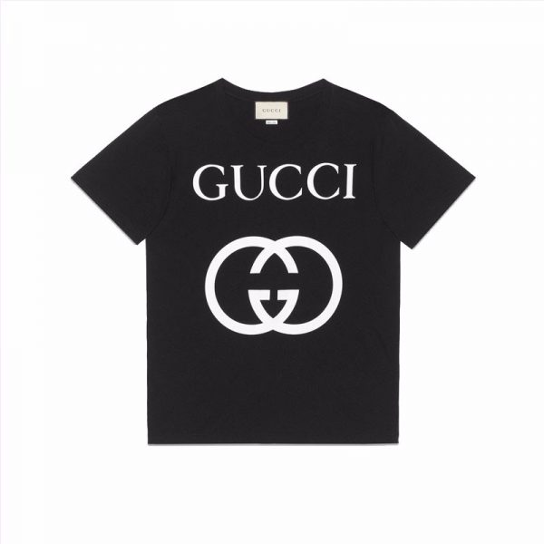 Gucci Women Oversize T-Shirt with Gucci Logo and Shooting Stars-Black ...