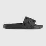 Gucci Herren GG Slide Sandale aus Gummi, Schwarz
