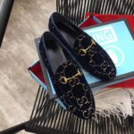 Gucci Unisex Jordaan GG Velvet Loafer-Navy - Image 10
