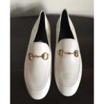Gucci Women Brixton Leather Horsebit Loafer-White - Image 3