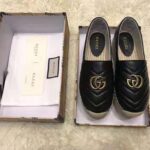 Gucci Women Chevron Leather Espadrille with Double G in 5.1 cm Height-Black - Image 2