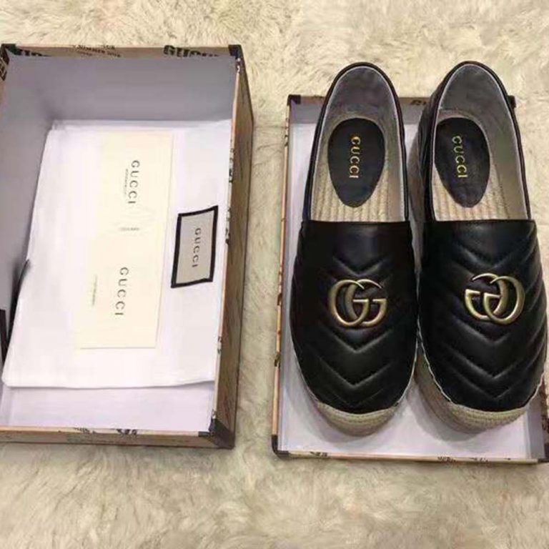 gucci leather espadrille with double g