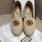 Gucci Women Chevron Raffia Espadrille with Double G-Sandy - Image 4