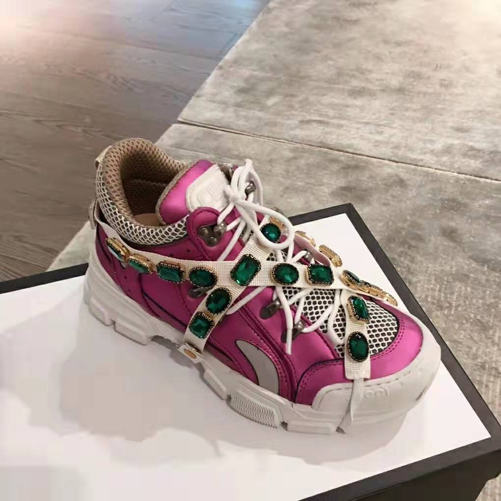 Gucci Women Flashtrek Sneaker with Removable Crystals 5.6cm Height-Pink ...