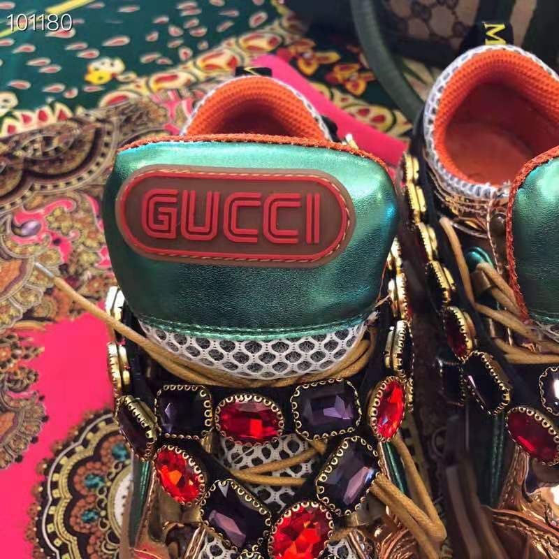 Gucci Women Flashtrek Sneaker with Removable Crystals 5.6cm Height-Brown