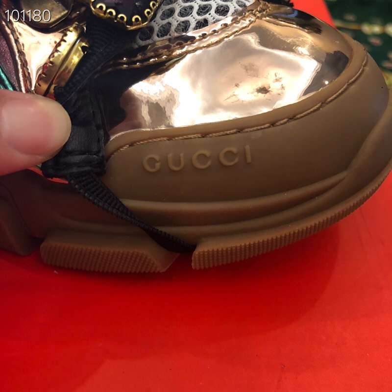 Gucci Women Flashtrek Sneaker with Removable Crystals 5.6cm Height-Brown