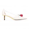 Gucci Women Leather Cherry Pump Shoes-White