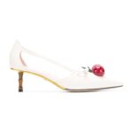 Gucci Women Leather Cherry Pump Shoes-White