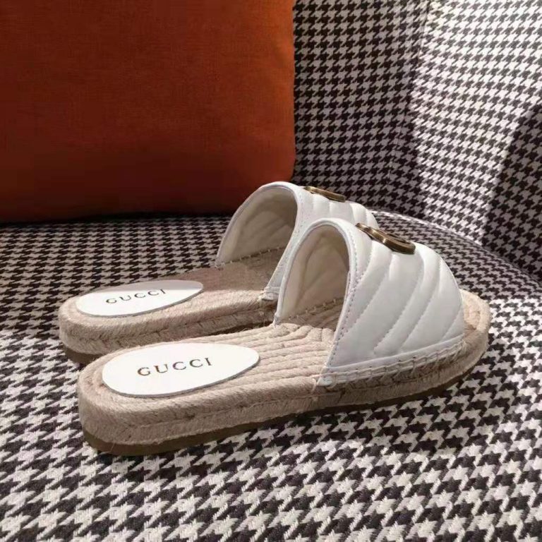 Gucci Women Leather Espadrille SandalWhite LULUX