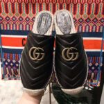 Gucci Women Leather Espadrille with Double G in 2 cm Height-Black - Image 6