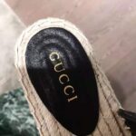 Gucci Women Leather Espadrille with Double G in 2 cm Height-Black - Image 11