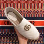 Gucci Women Leather Espadrille with Double G in Matelassé Chevron Leather-White - Image 4