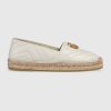 Gucci Women Leather Espadrille with Double G in Matelassé Chevron Leather-White